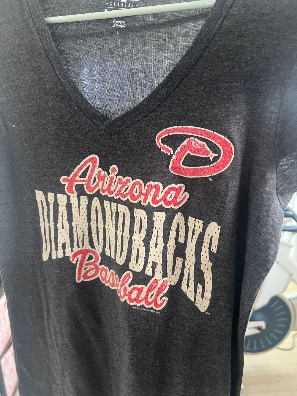 Arizona Diamondbacks Woman’s V-Neck Baseball Tee - Black